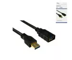 Predĺženie USB 3.0, zástrčka A do zásuvky A, pozlátené kontakty, čierna farba, 2,00 m, krabička DINIC